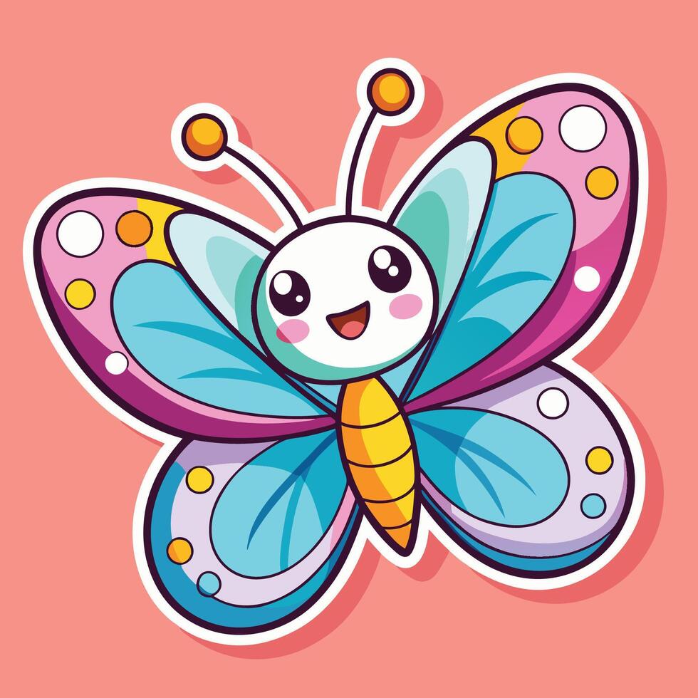 Adorable Cartoon Butterfly Sticker Set A Fluttering Array of Colors and Characters vector