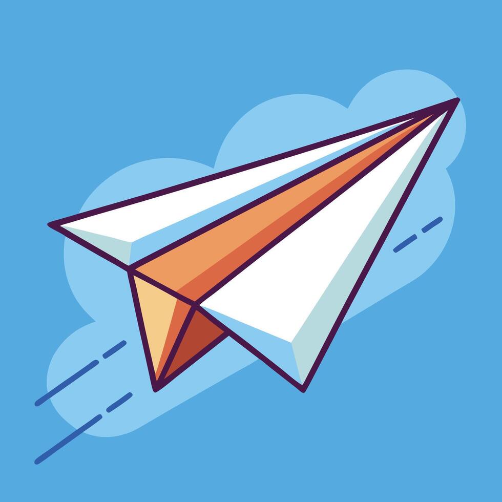 Whimsical Paper Plane Flying High in Cartoonish Style vector