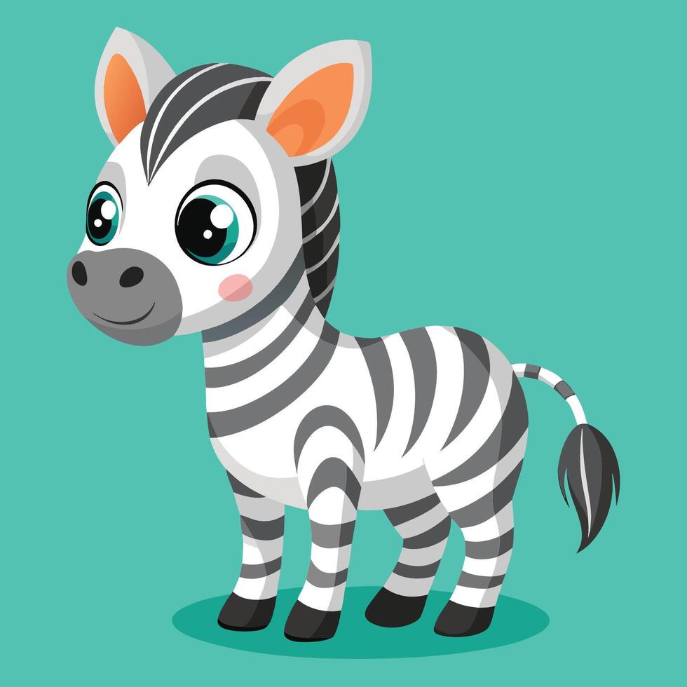 Adorable Cartoon Zebra Standing in an Illustrative Pose vector