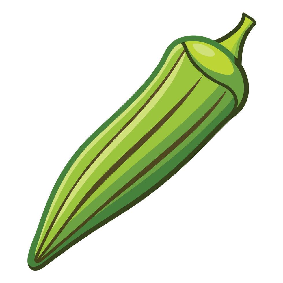 Amusing Cartoon Icon Illustration Depicting Okra Vegetable vector