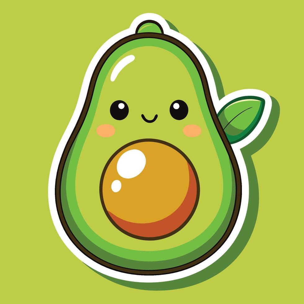 Adorable Pattern of Stickers with Cute Cartoon Avocados vector