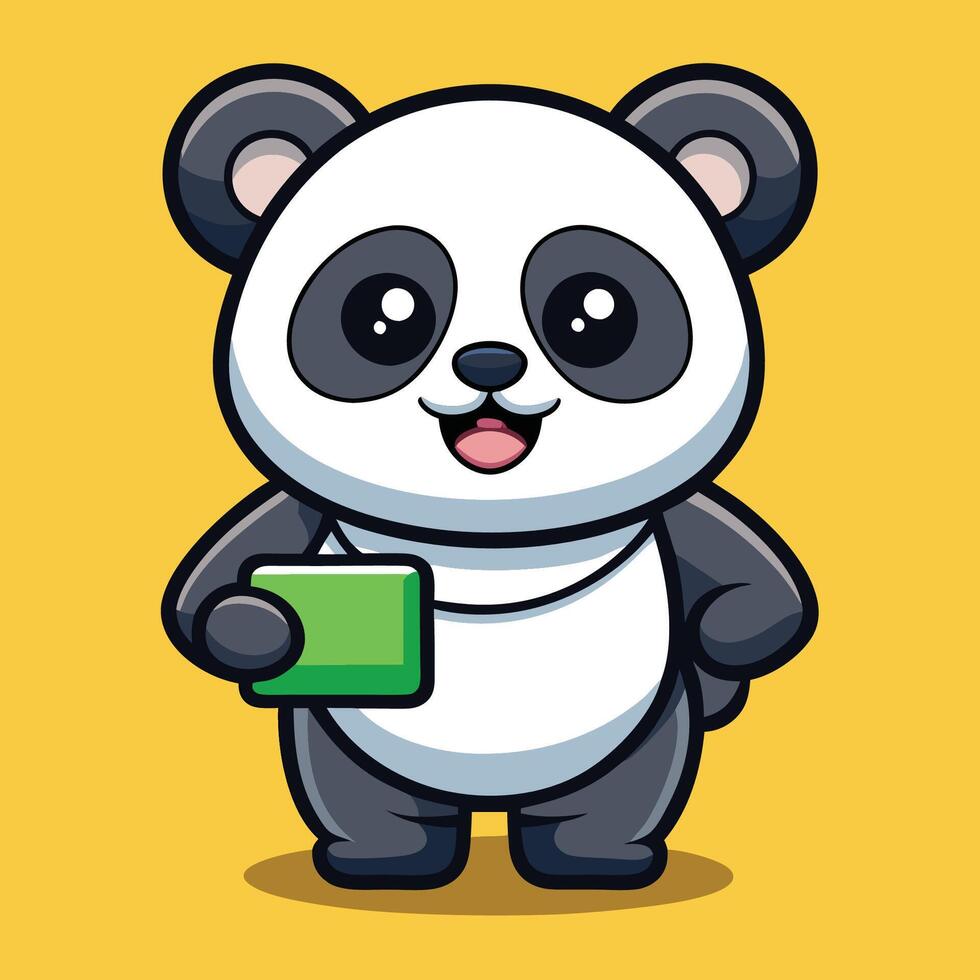 Adorable Wealthy Panda Icon with Green Money Stacks vector