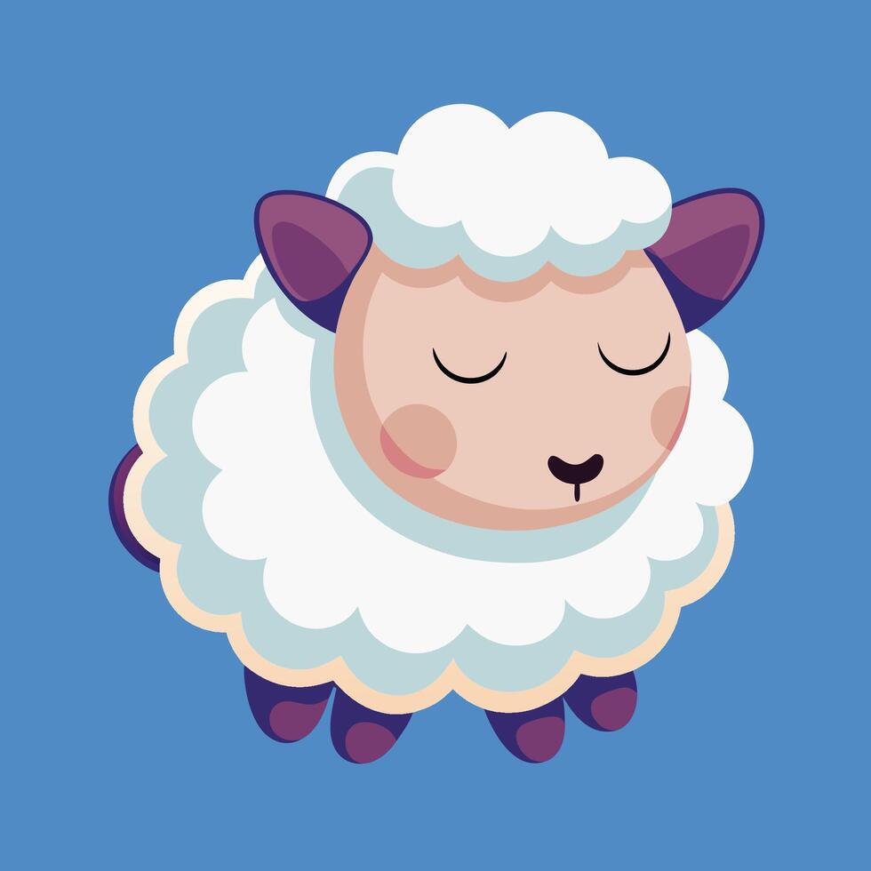 Adorable Cartoon Illustration of a Sweetly Sleeping Sheep vector