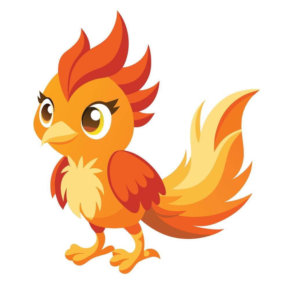 Adorable Cartoon Icon of a Majestic Firebird Phoenix vector