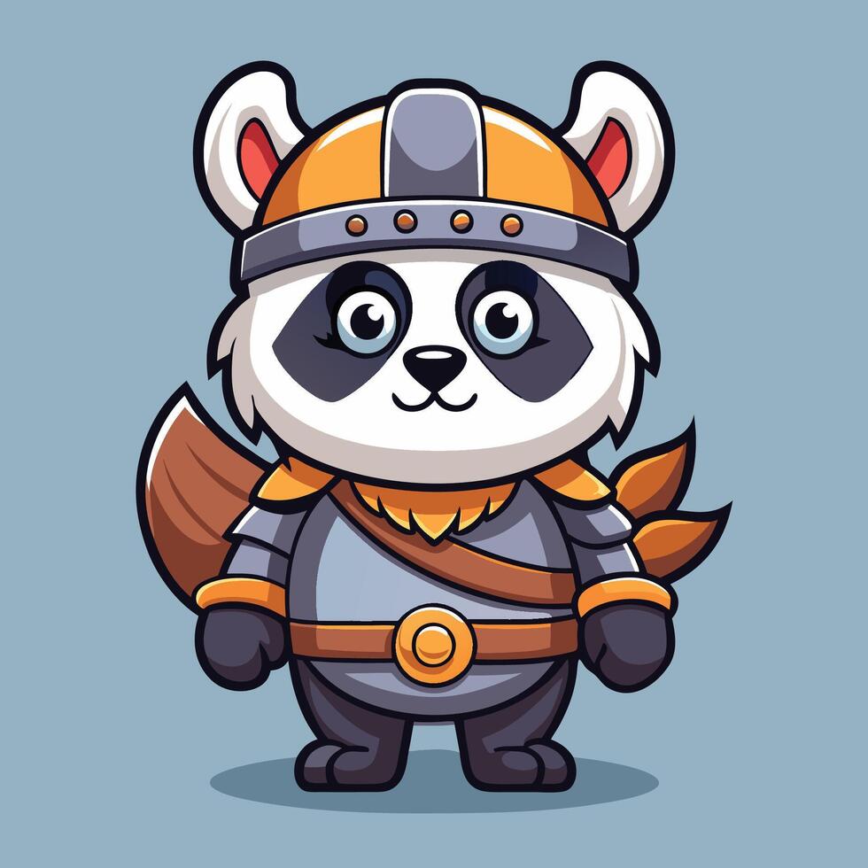 Adorable Panda Dressed as a Mighty Viking Knight Illustration vector