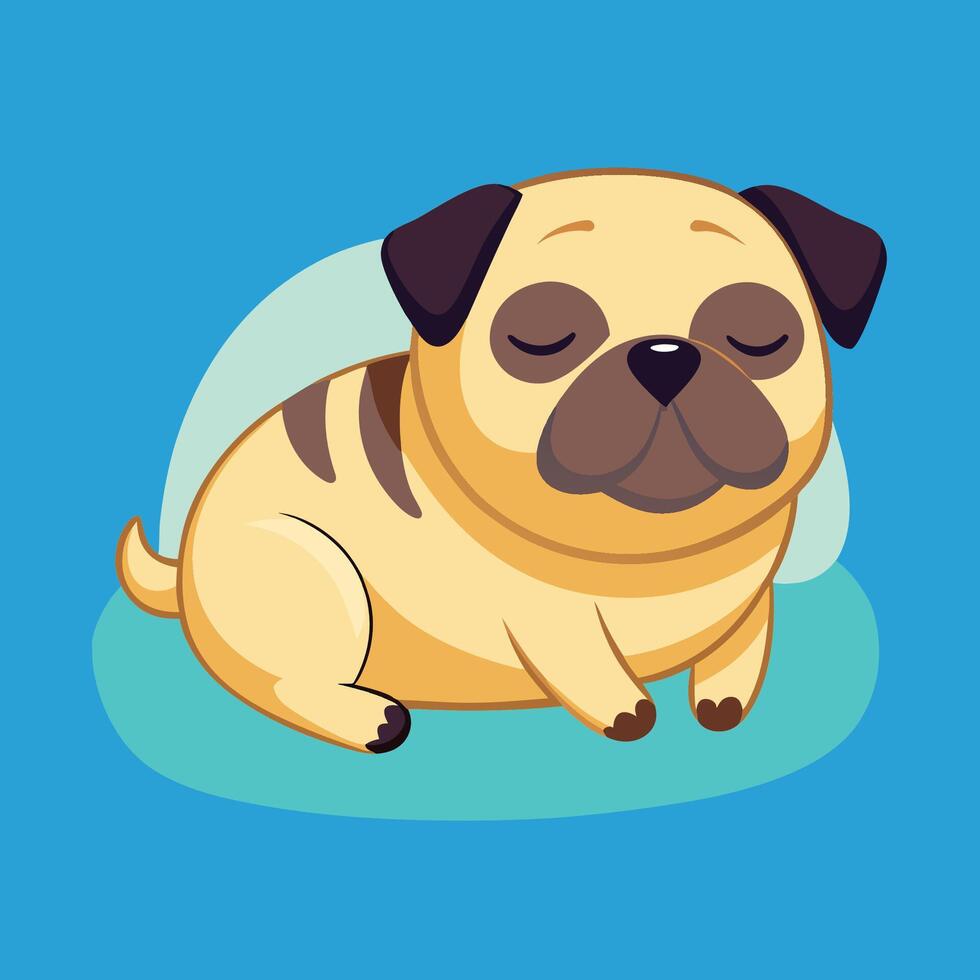 Adorable Pug Dog Resting Comfortably on a Plush Pillow vector