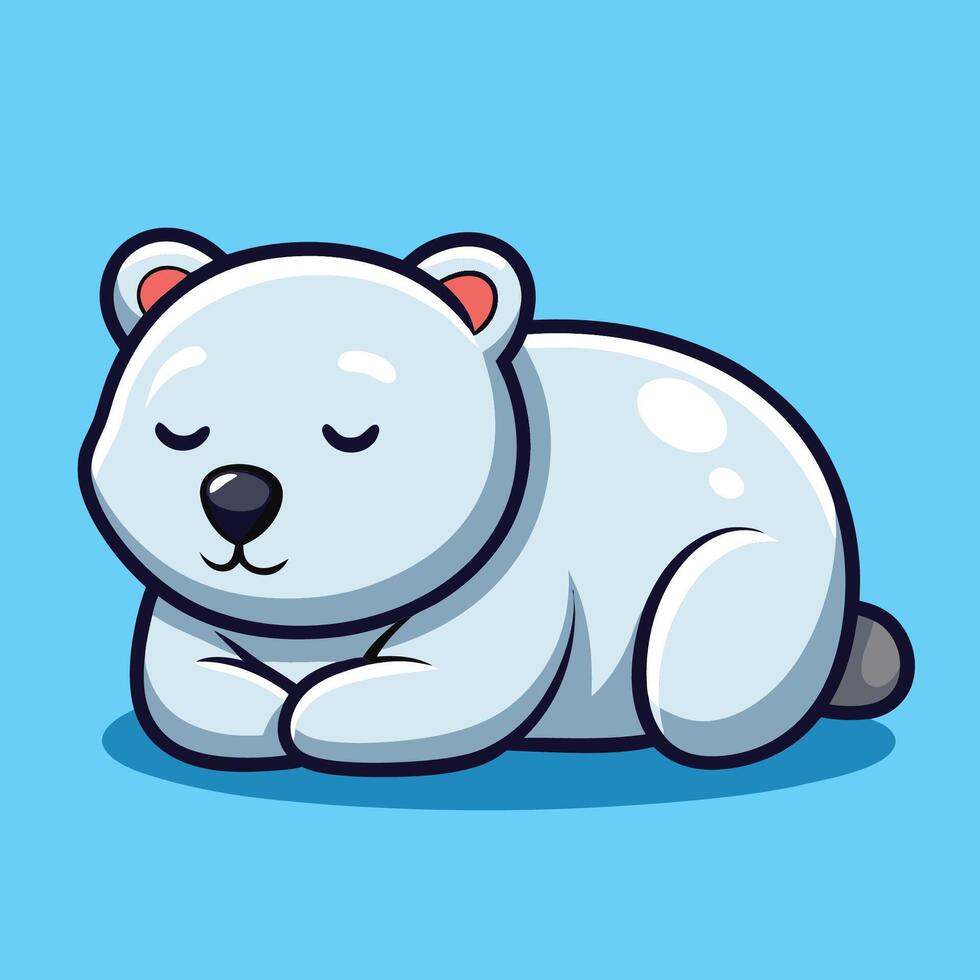 Adorable Sleeping Polar Bear Cartoon Character in Format vector