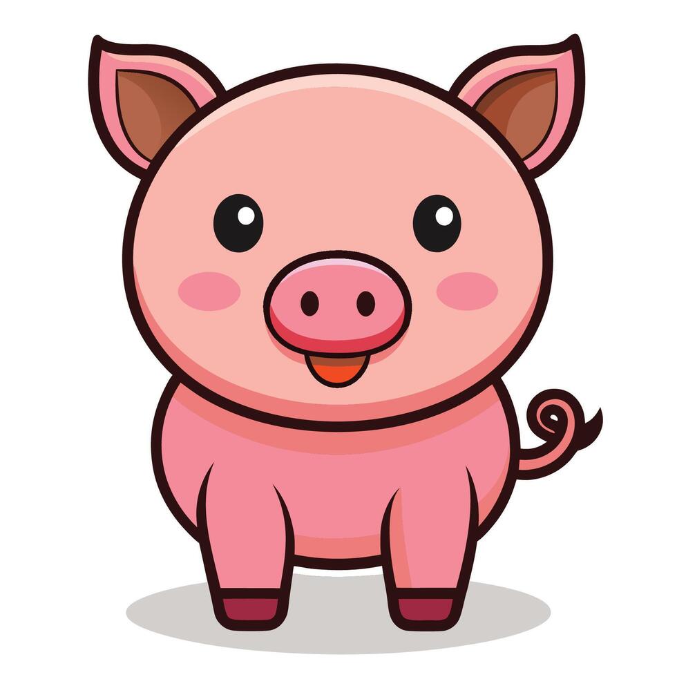 Cartoon Illustration of an Adorable Standing Pig with Style vector