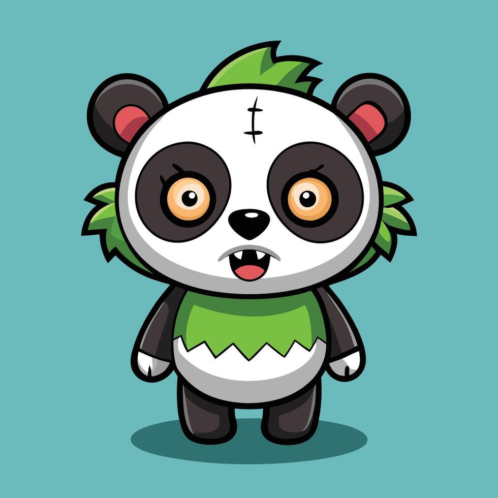 Adorable Panda Zombie Cartoon Illustration for Fun and Spooky Designs vector