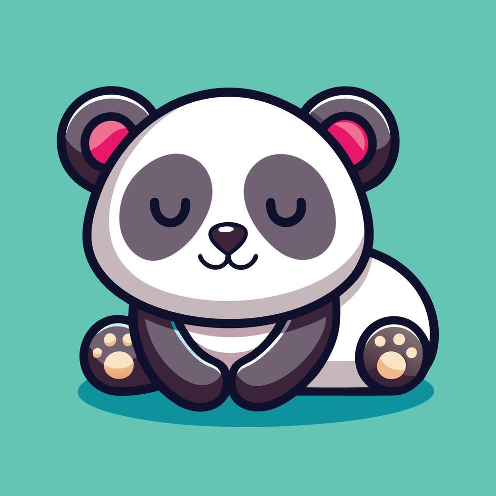 Adorable Cartoon Icon Illustration Depicting a Sleeping Panda vector