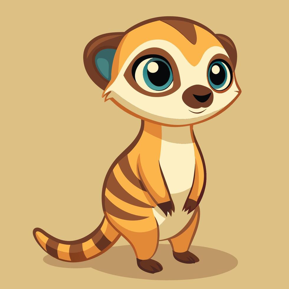 Adorable Standing Meerkat Cartoon Character Illustration vector
