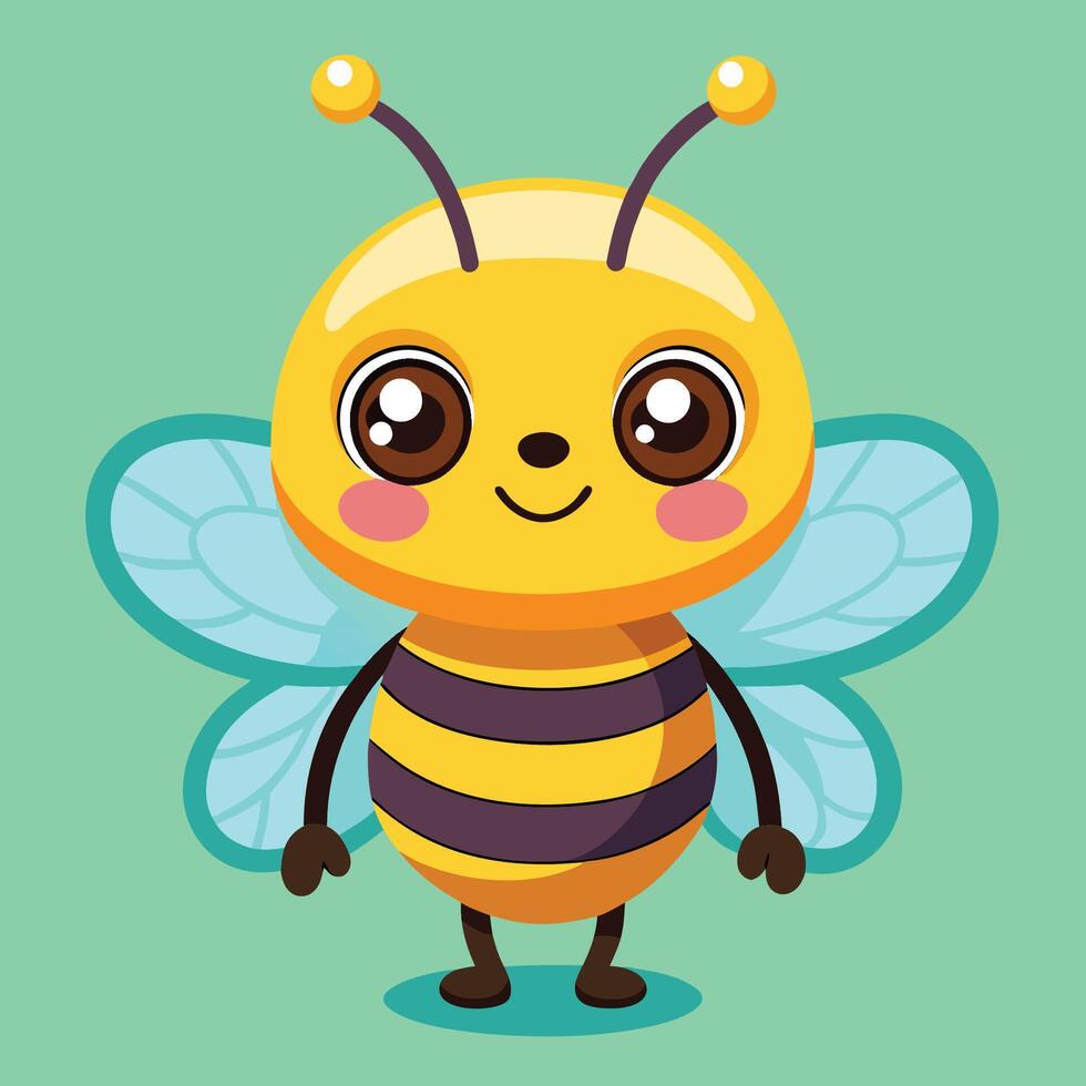 Adorable Cartoon Illustration of a Standing Honey Bee with Humanized Features vector