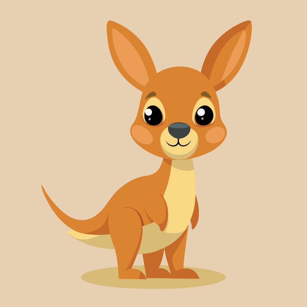 Cute Cartoon Icon of a Standing Baby Kangaroo in a Fun Pose vector