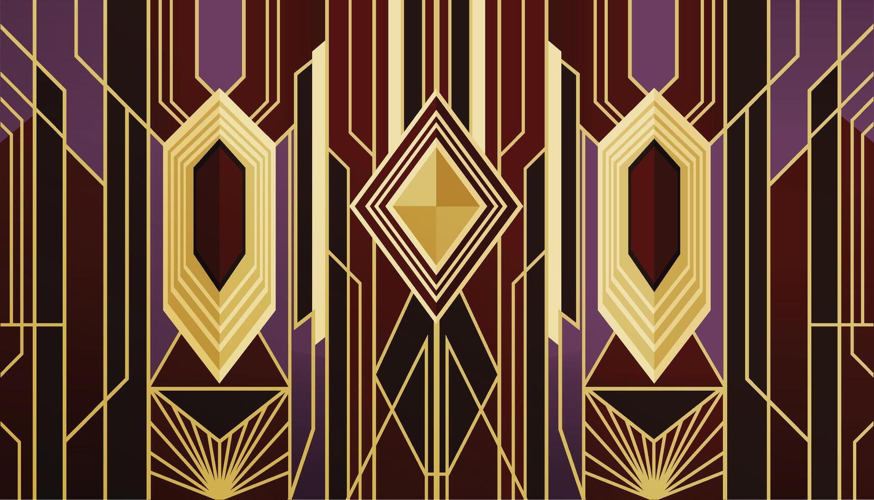 Retro Art Deco Ornament with Symmetrical Geometric Shapes vector