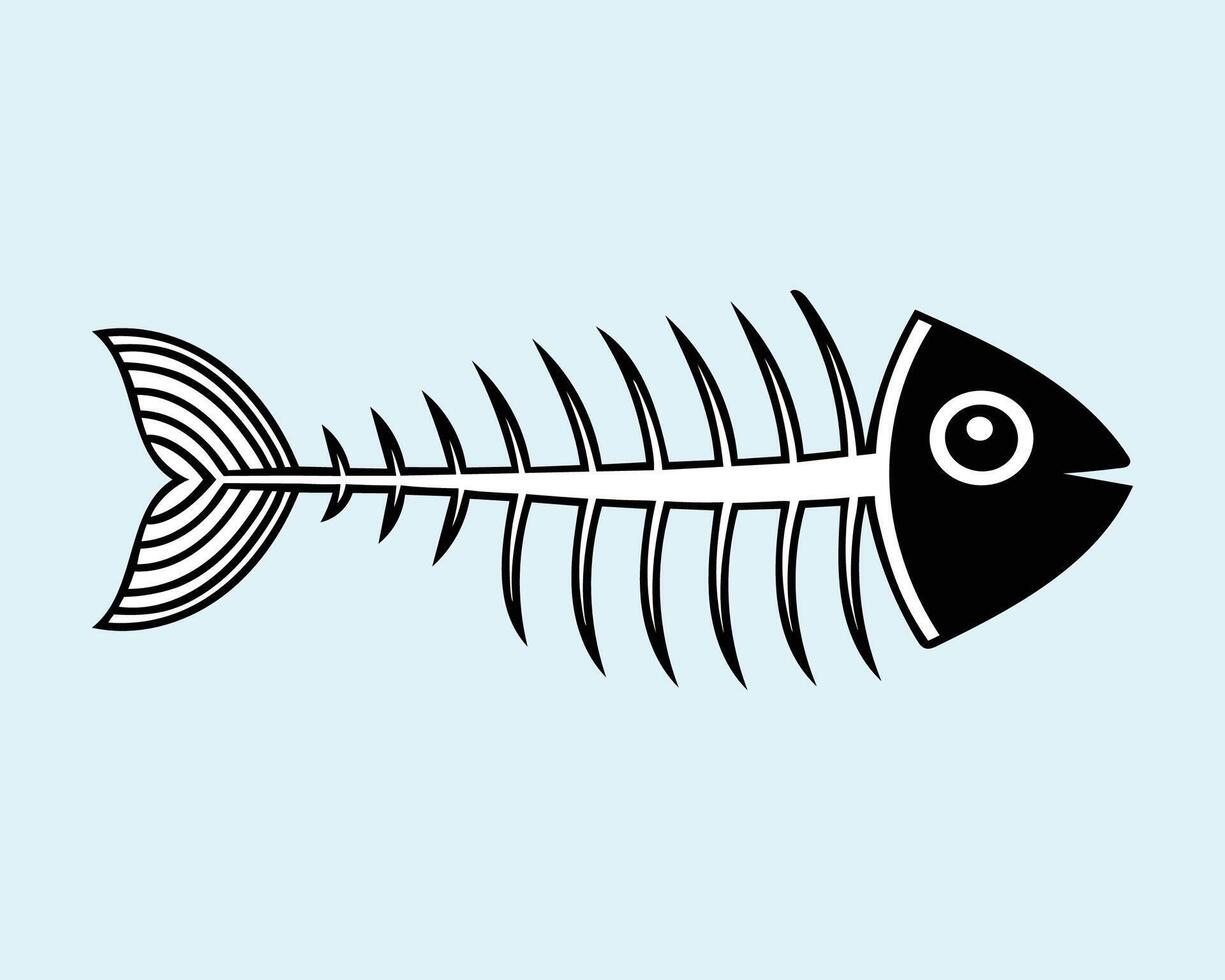 Skeleton Fish Icon Vectors Illustration