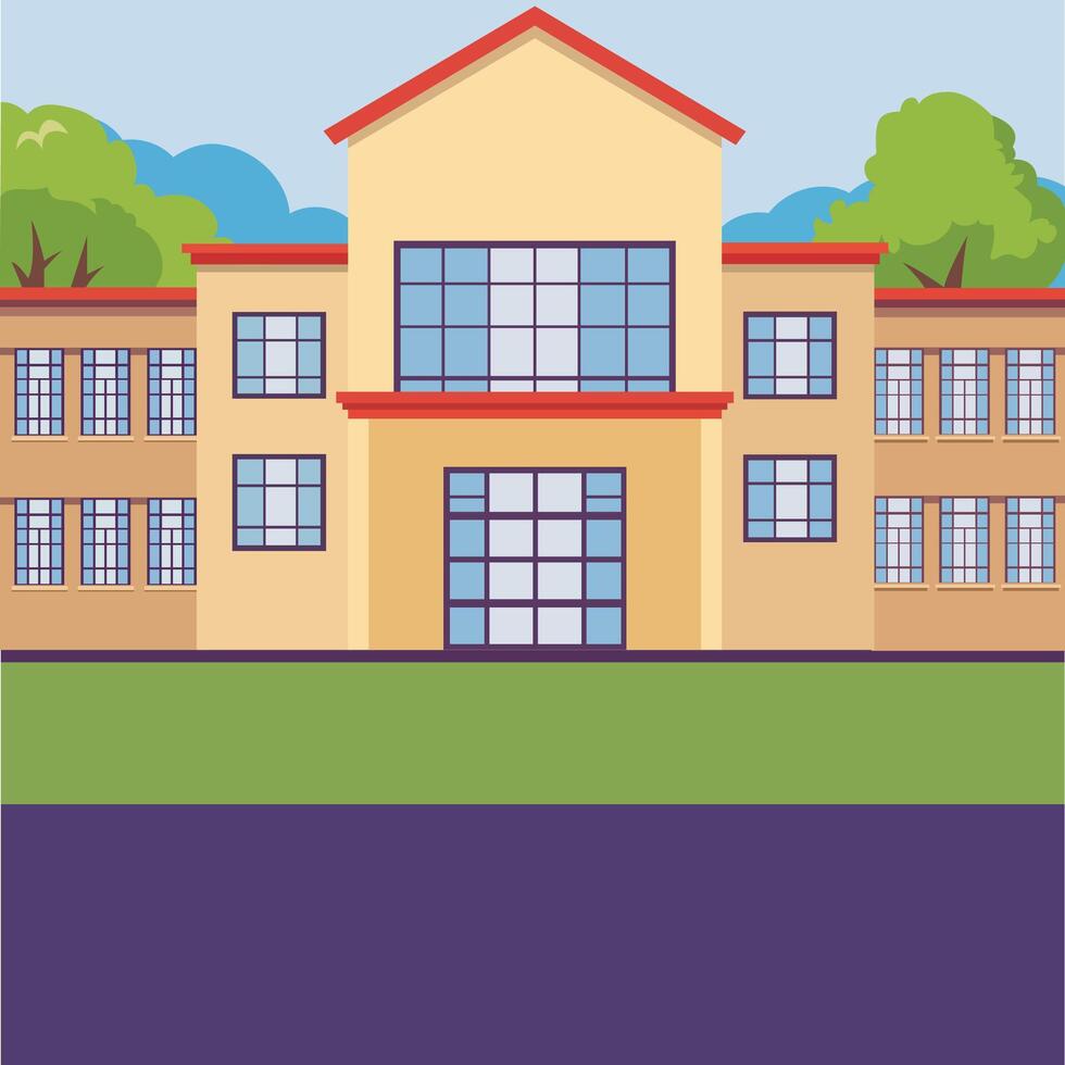 illustration of Colorful School Building in Nature vector