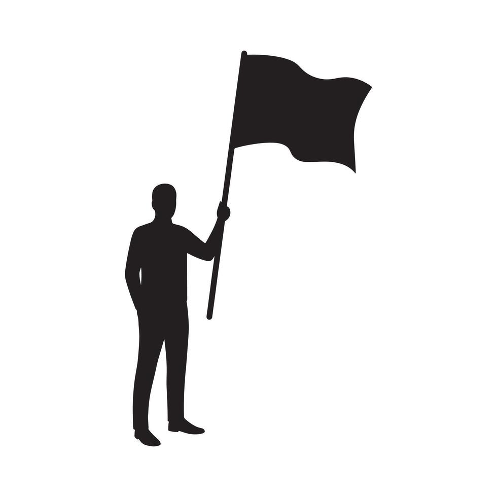 Silhouette of a Man Holding a Flag Graphic vector