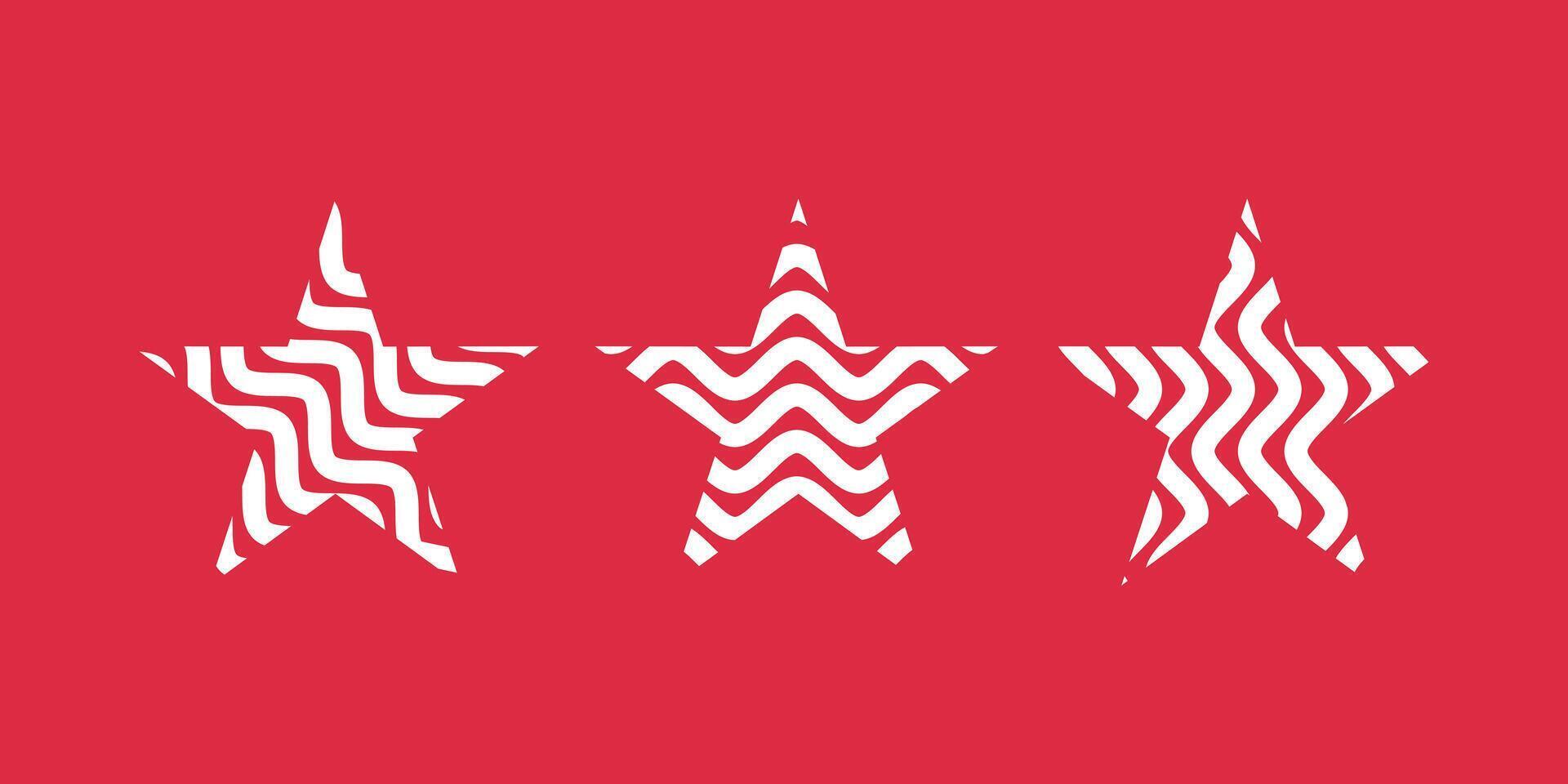 collection of abstract star logo designs in white with red background vector
