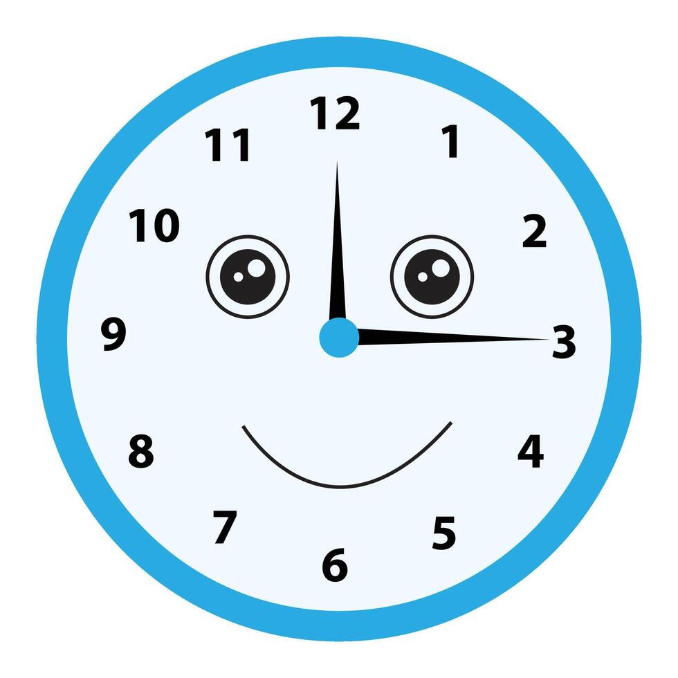 illustration clock showing twelve fifteen vector