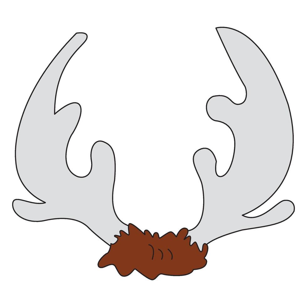 Brown deer horn isolated on white background vector