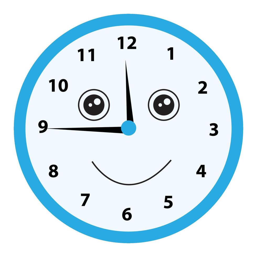 illustration clock showing eleven forty five time vector
