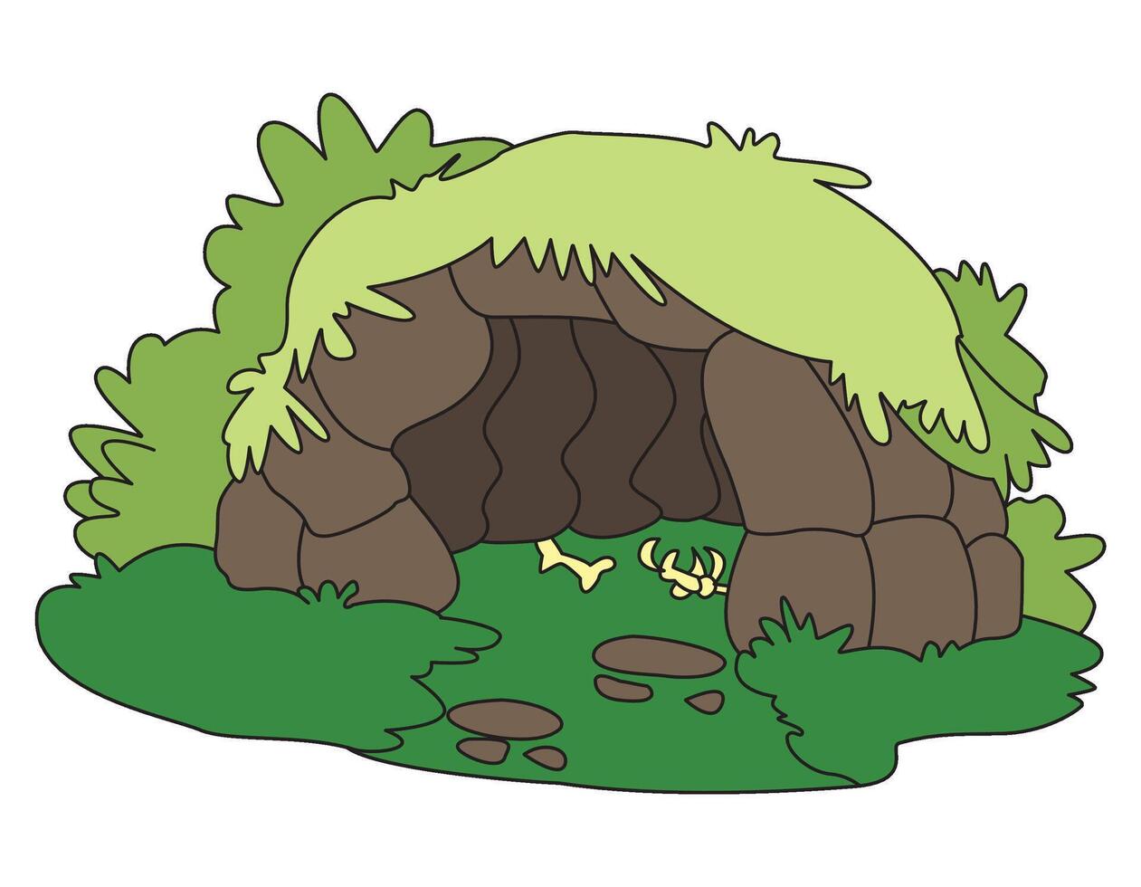 Illustration a cave with grass vector