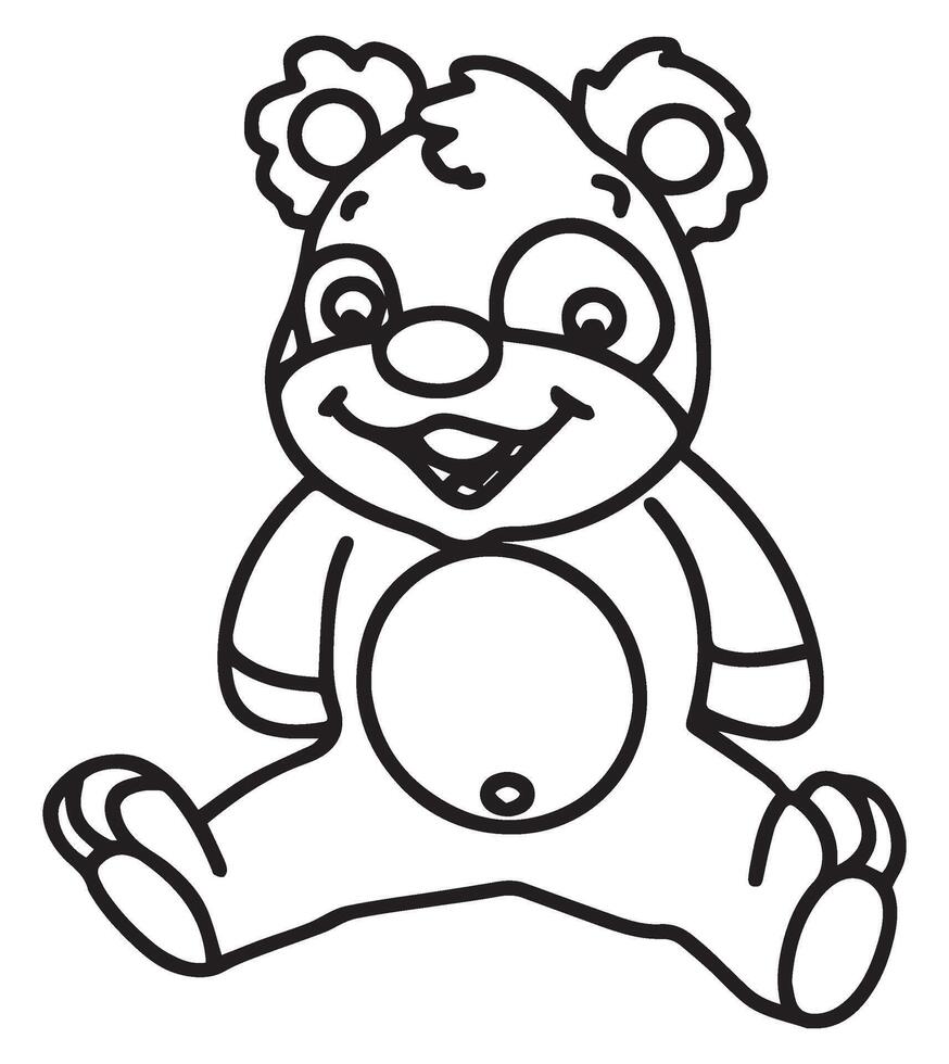 Teddy doll outline for color illustration vector