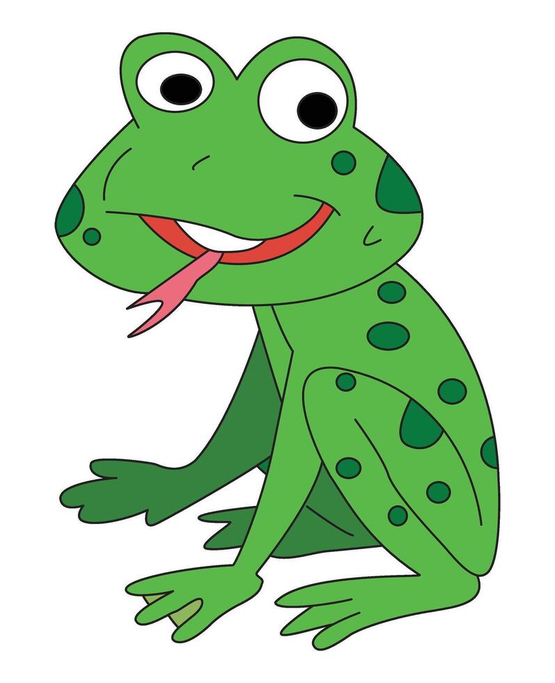 Green frog animals smiling illustration vector