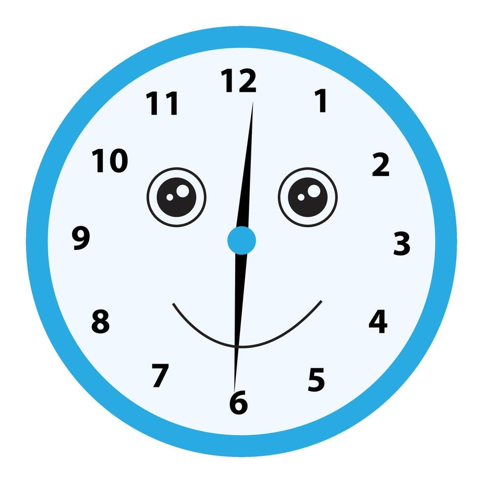illustration clock showing twelve thirty time vector