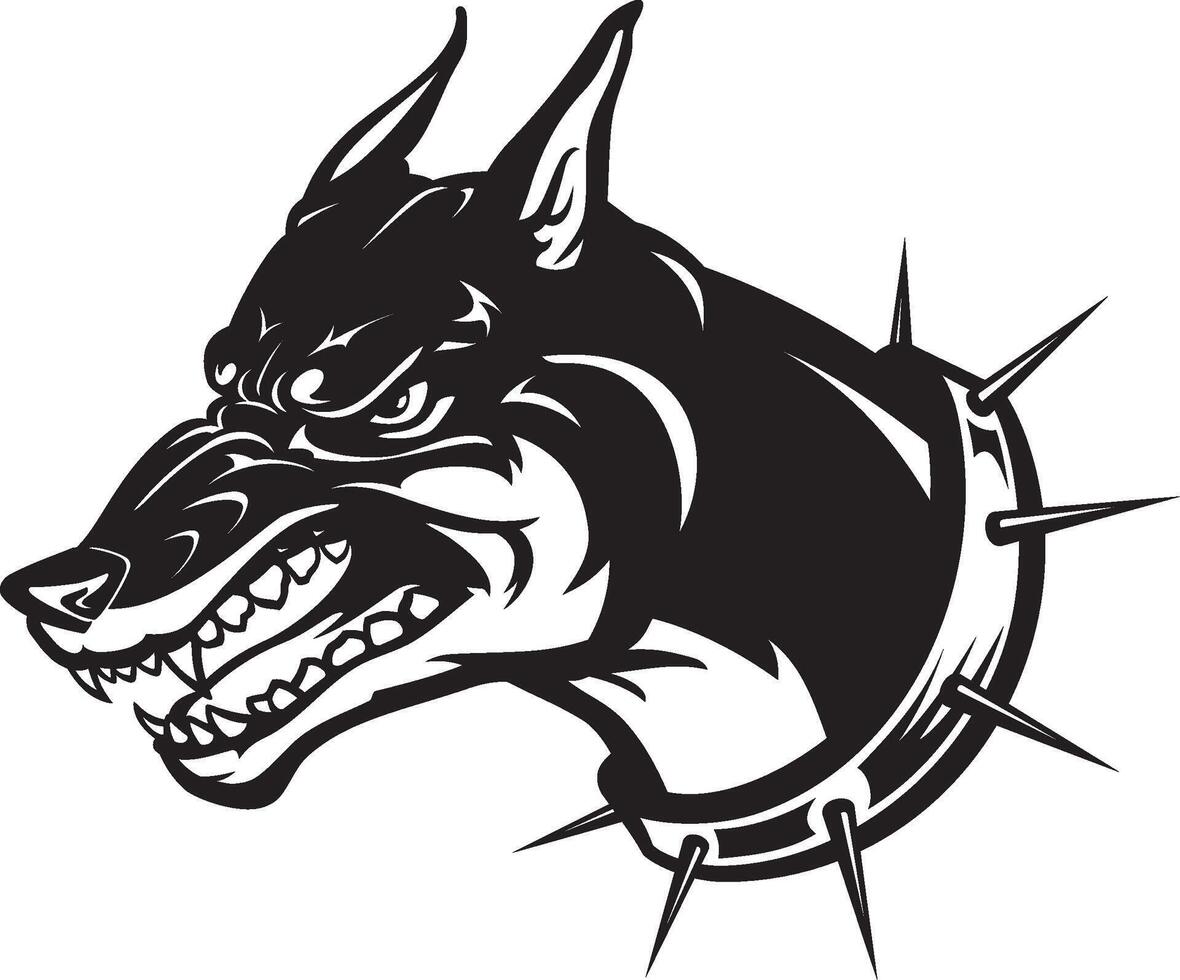 Furious Doberman Head with sharp collar vector