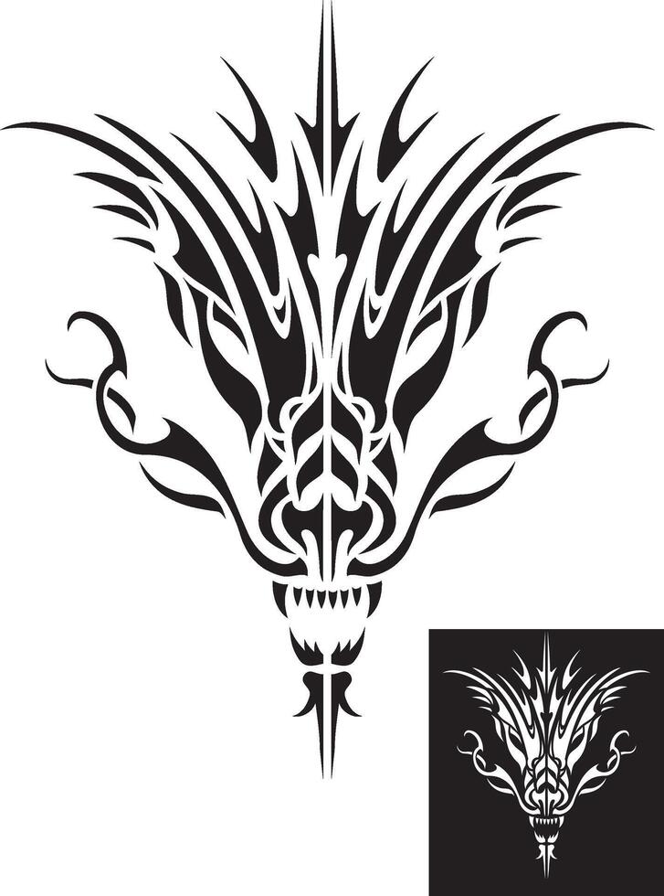 Dragon Head Abstract, Line Art vector