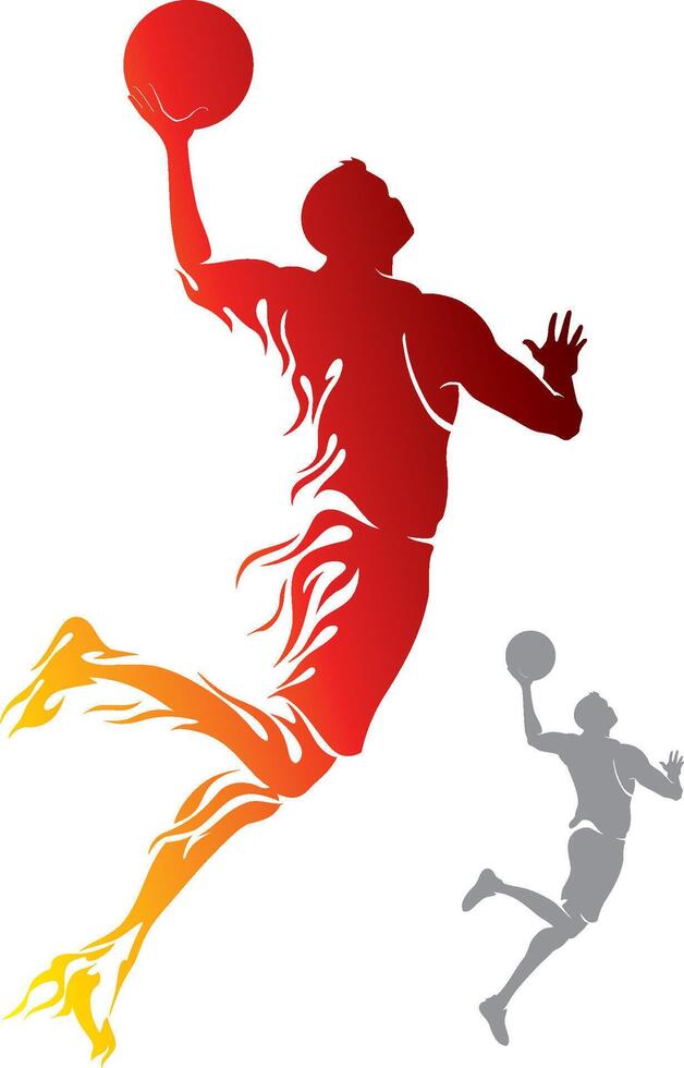 Abstract Flaming Basketball Player, Dunk Exhibition vector