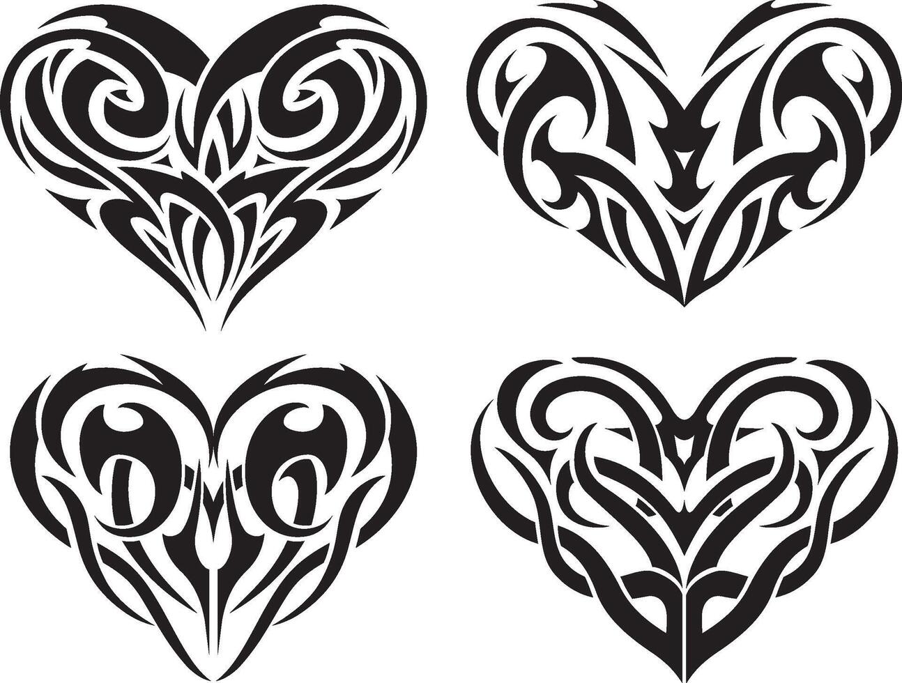 Heart Ink Design Set vector