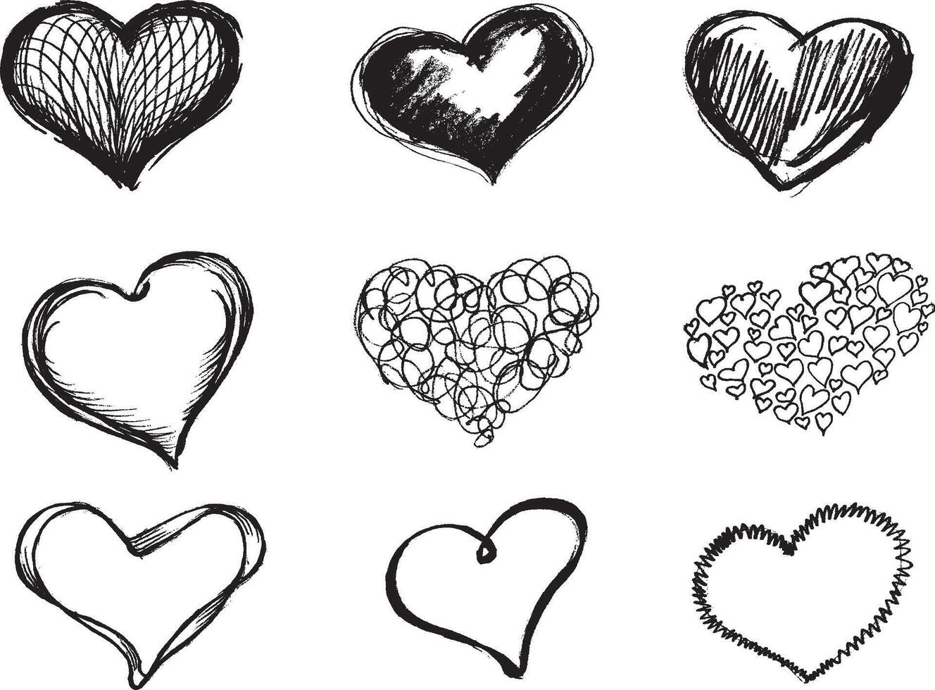 Heart Doodle Set vector