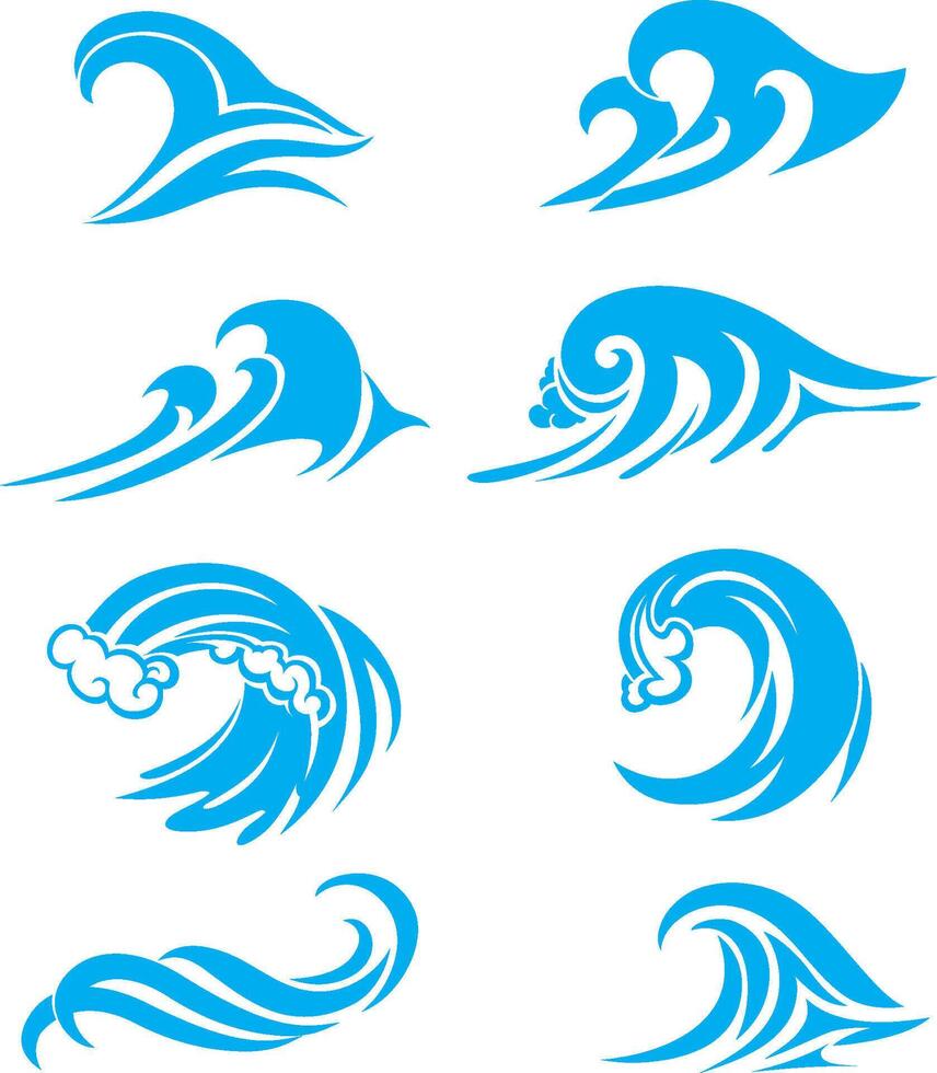 Wave Set Symbols, Different Variations Minimalism vector