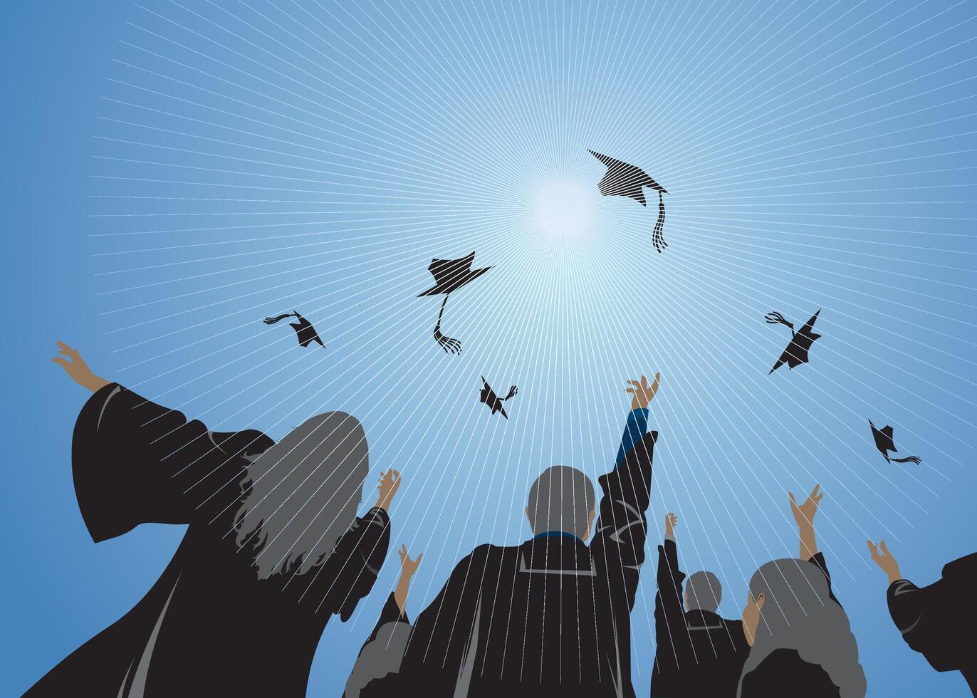 Graduates, Tossing Mortar Caps vector