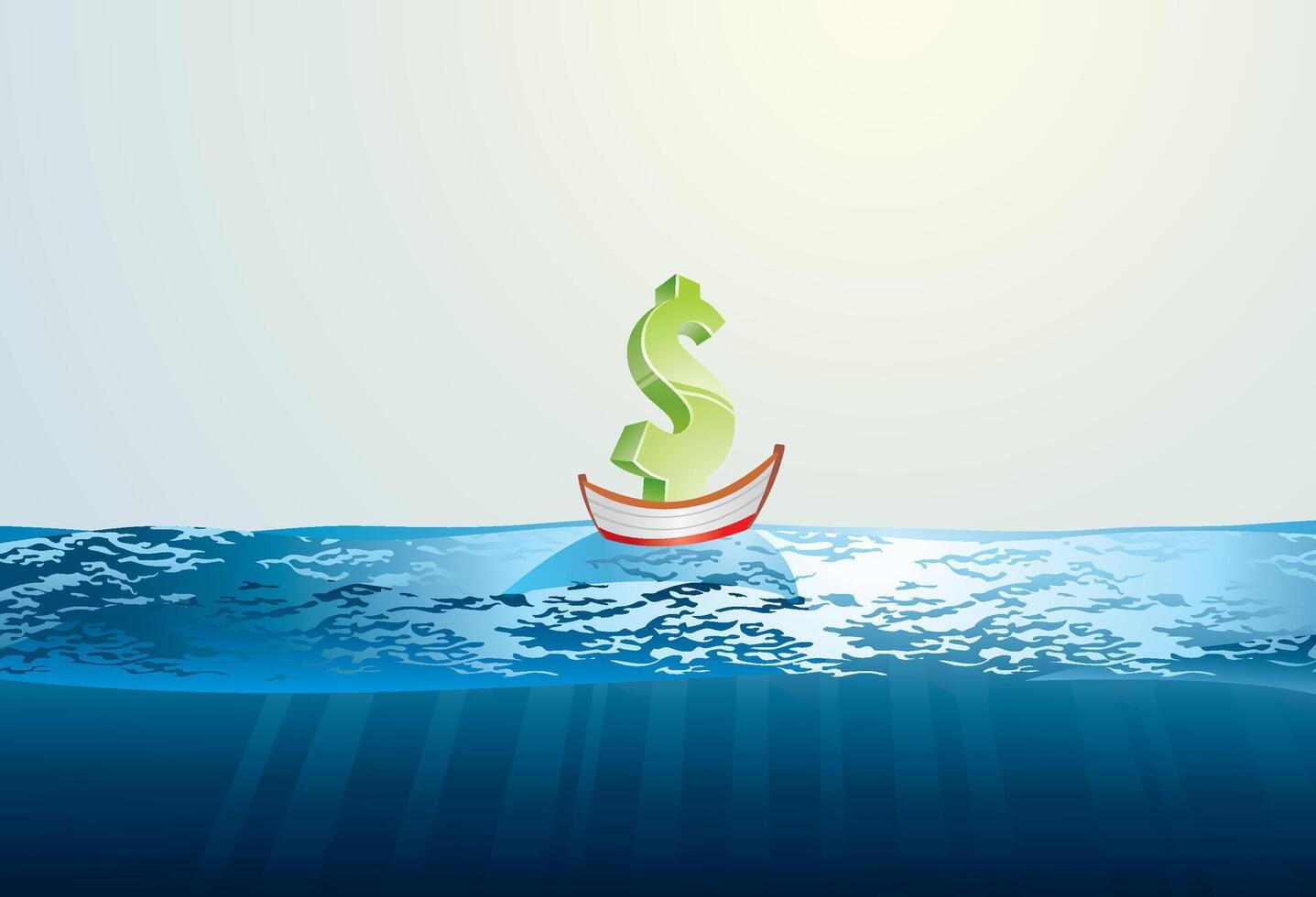 Conceptual Illustration of Wealth Staying Above Water vector