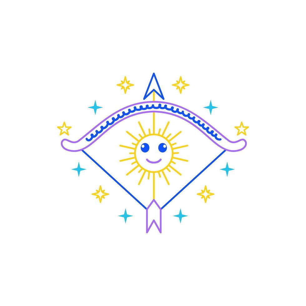 Sagittarius zodiac sign in doodle style with soft colors on white background, tailored for children's decor. vector