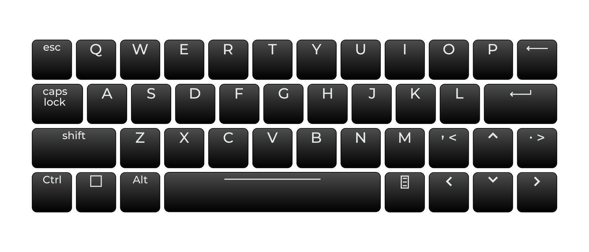Computer keyboard button layout template with letters for graphic use, Modern computer keyboard, vector