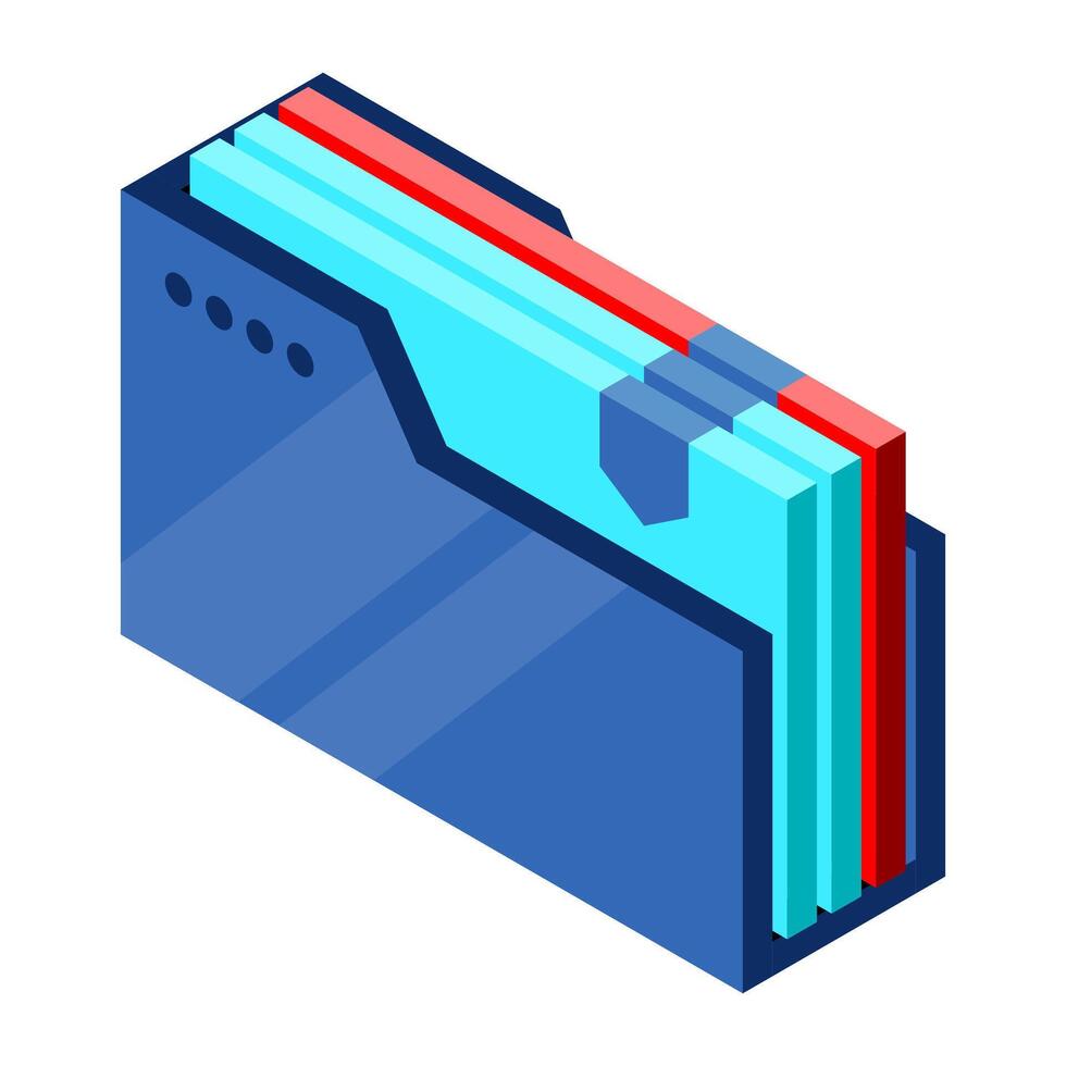 Isometric folder with documents. Document folder isometric. Archive containing documents. Isometric technology. vector