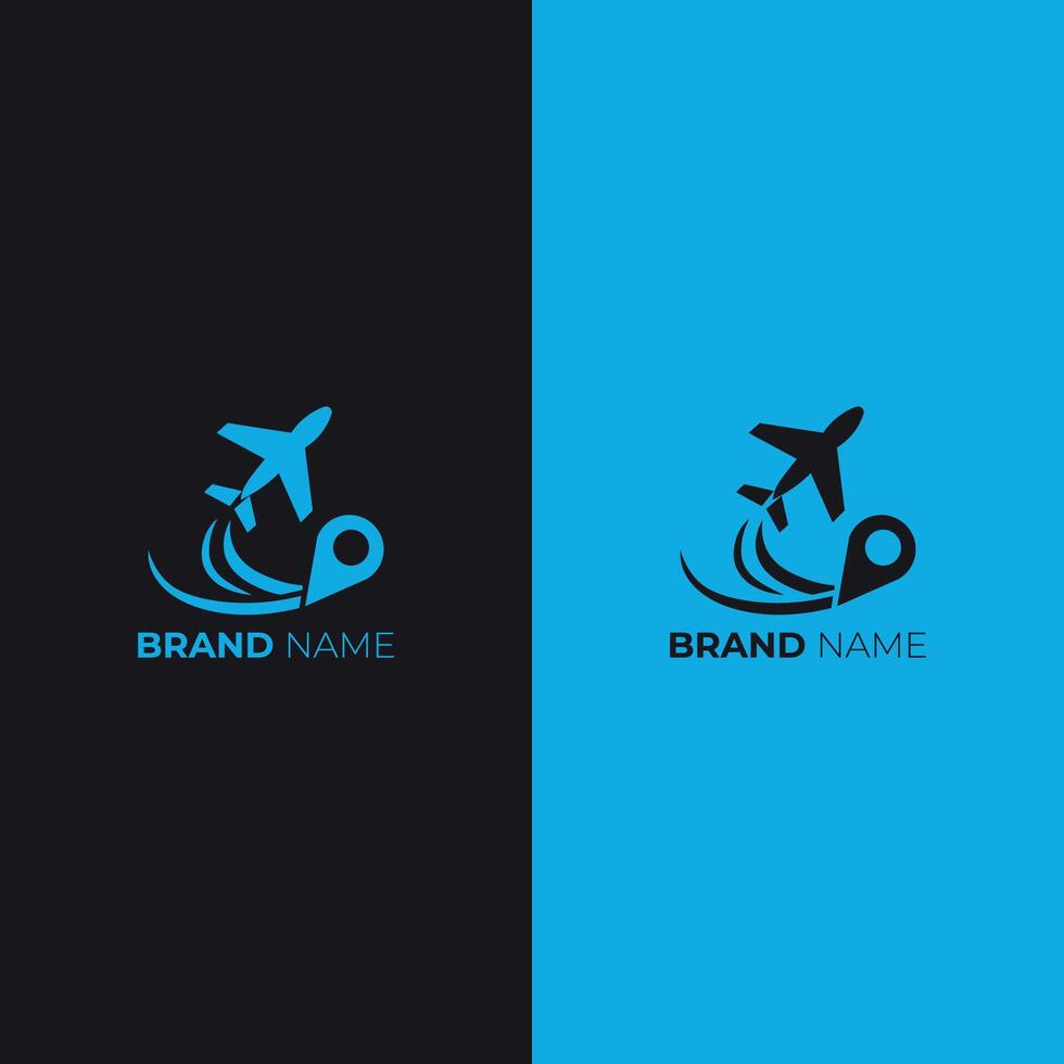 Travel Logo Design Airplane and Location Pin vector