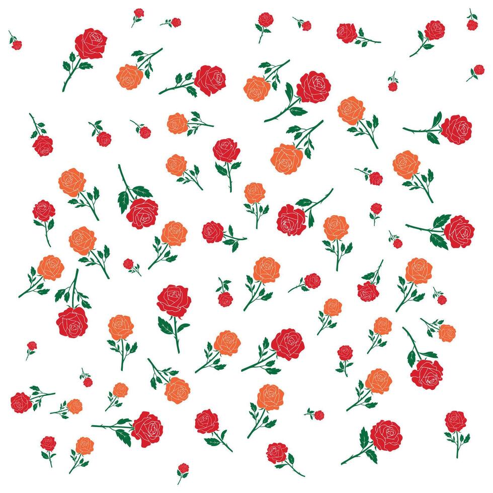 Beautiful old fashioned cotton or linen textile in retro style with a print of scattered roses on a white background vector
