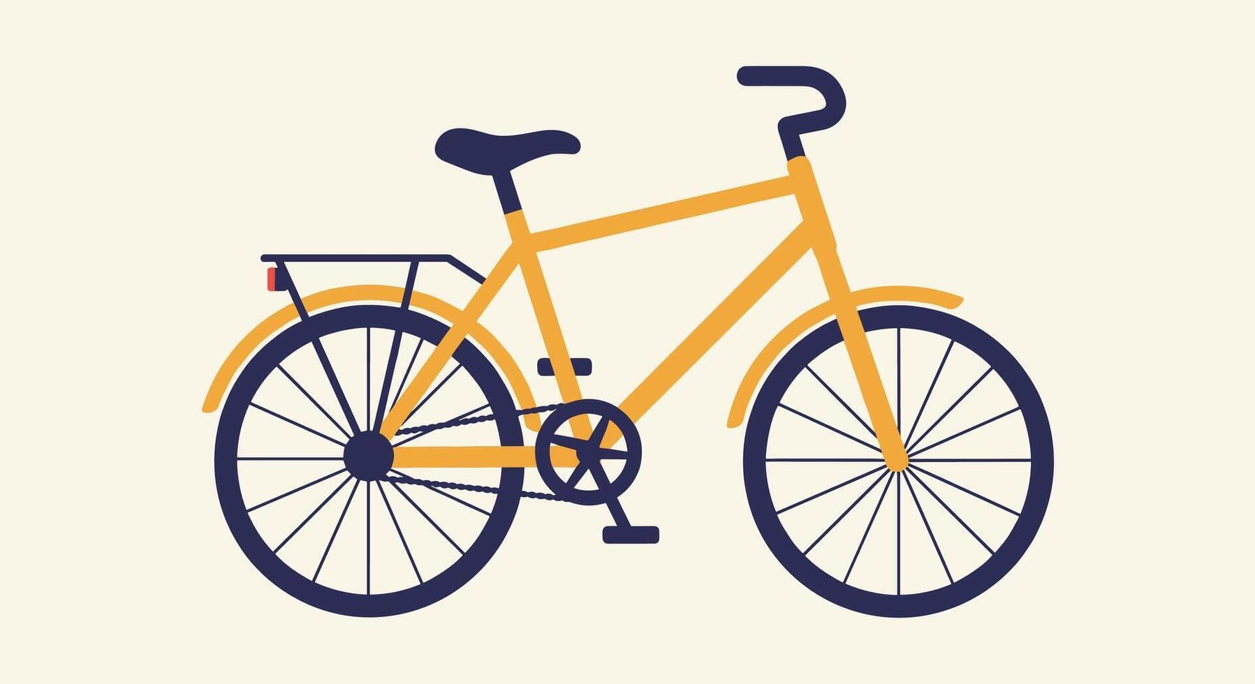 A bicycle is shown in a flat style vector