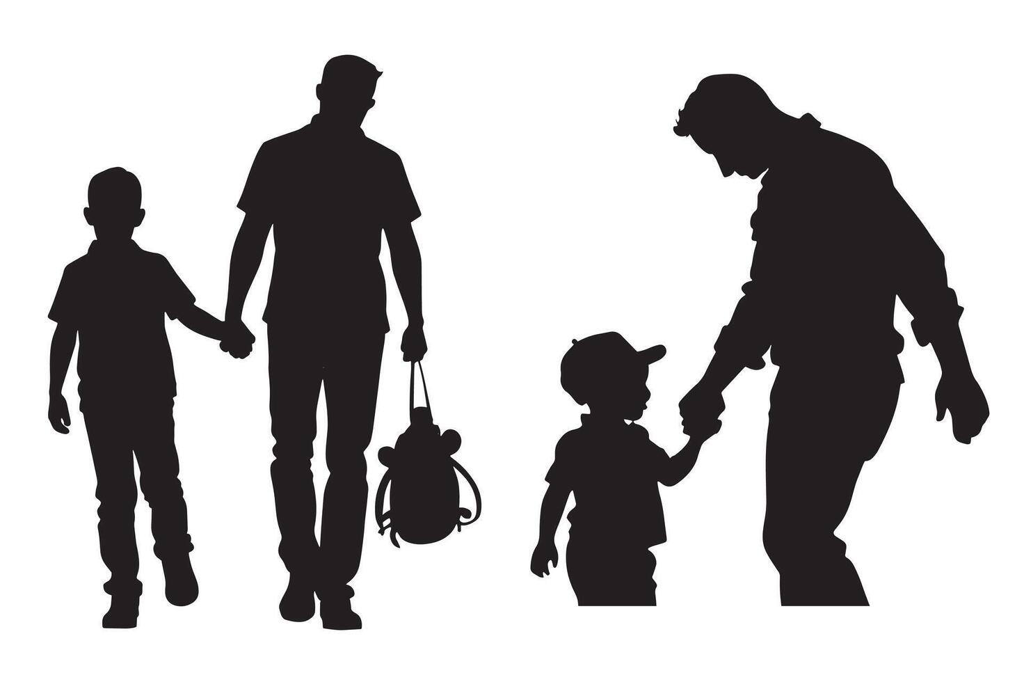 Silhouettes of a family with a child and a man vector