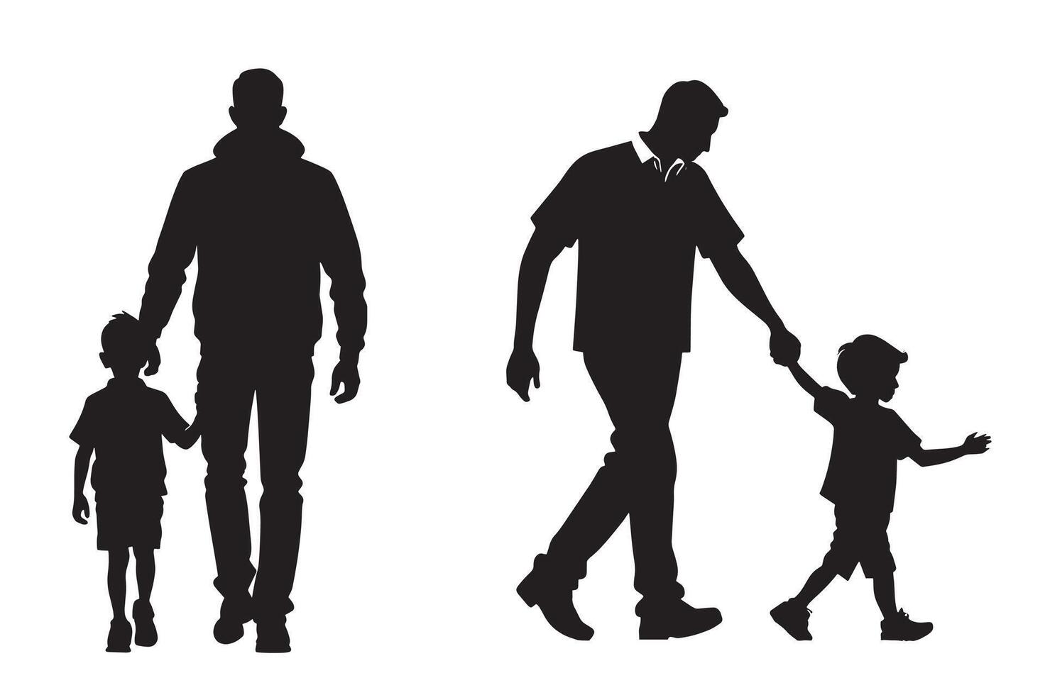 Silhouettes of a family walking together vector