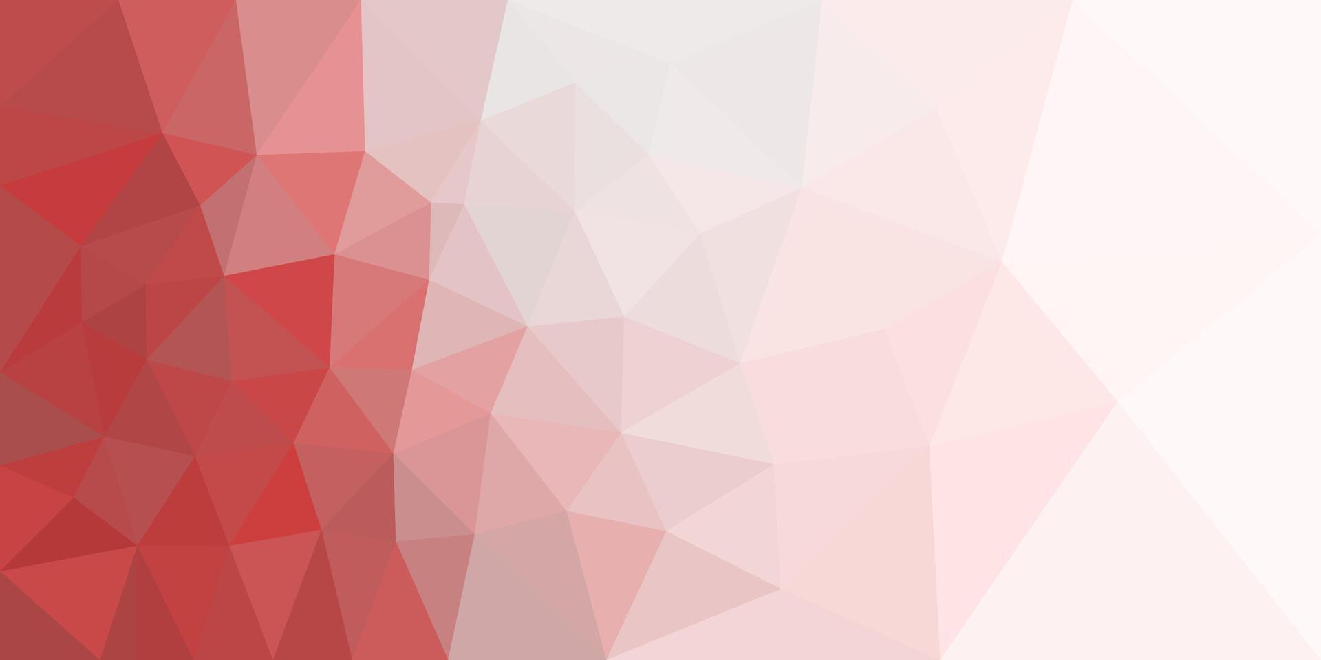 Abstract geometric background with a gradient of red to light pink triangles, forming a low-poly pattern that fades from left to right. vector