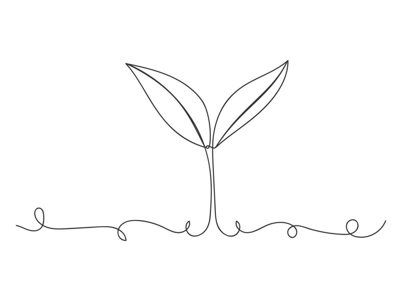 Hand drawn continuous one line plant shape art decoration. vector