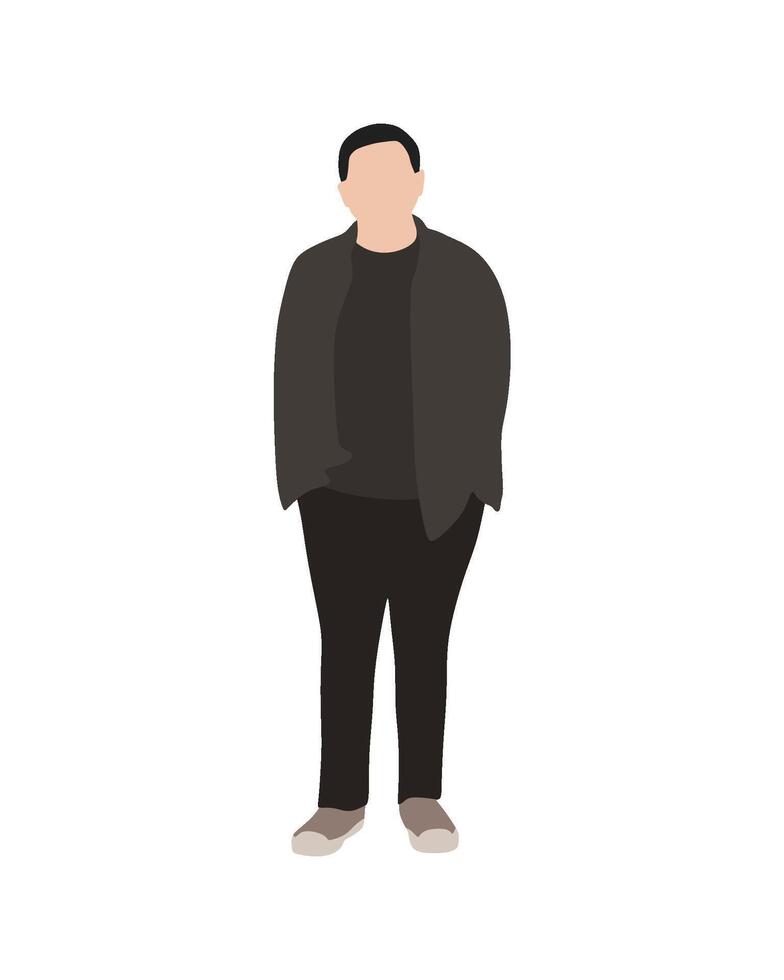 Flat art people and illustration, man in casual clothing, standing upright vector