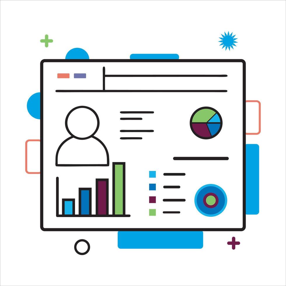 Clean analytics dashboard interface for data visualization vector