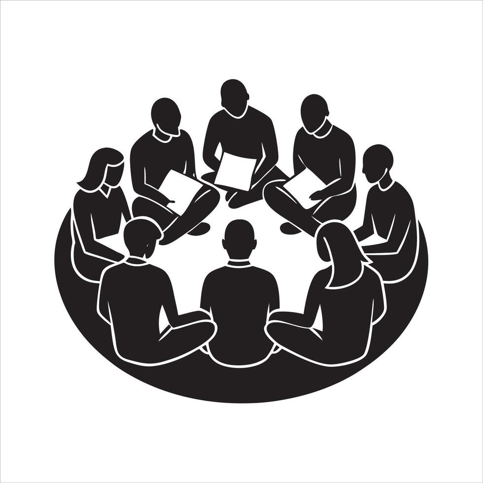 Support group of diverse people sitting vector